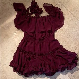 burgundy chiffon dress
